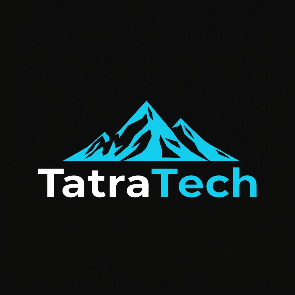 TatraTech logo featuring modern typography with Tatra mountain-inspired design elements in alpine blue