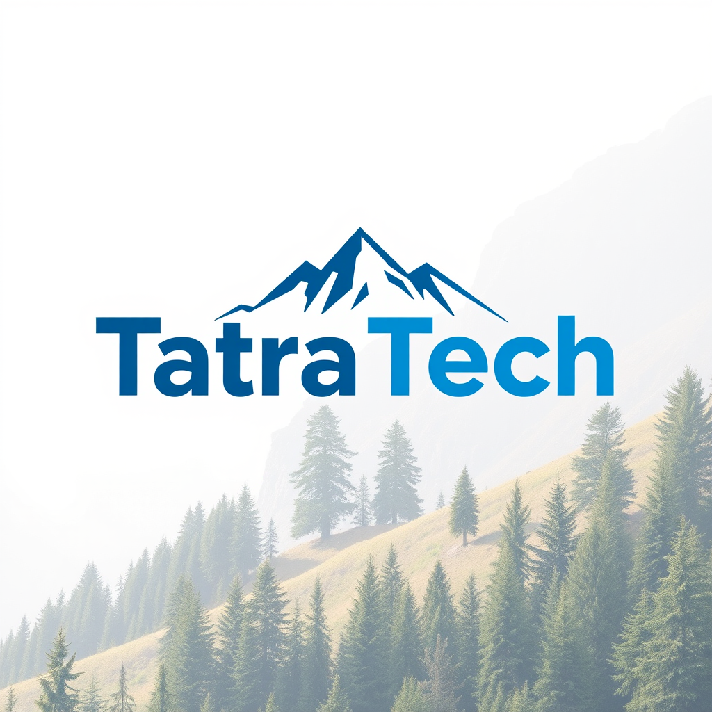 TatraTech logo featuring modern typography with Tatra mountain-inspired design elements in alpine blue