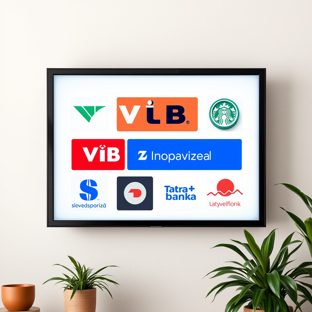 Integrácia s hlavnými slovenskými bankami zobrazená na obrazovke s logami VÚB, Slovenskej sporiteľne, Tatra banky a ďalších finančných inštitúcií